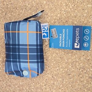 Blue plaid dog Rain jacket rain poncho size large